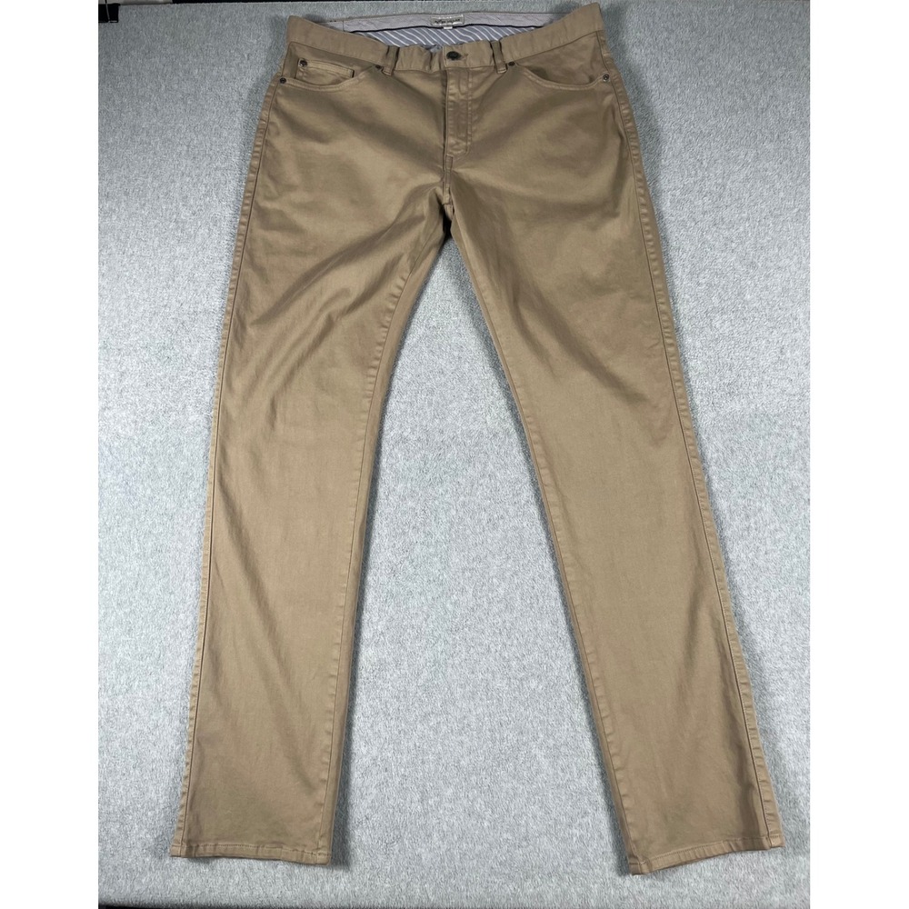 Peter Millar Ultimate Sateen Pants Mens 36x33 Tan Khaki 5 Pocket Golf ME0B39